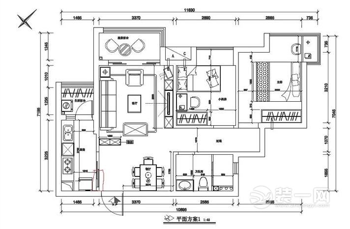 二居室装修施工整改平面图